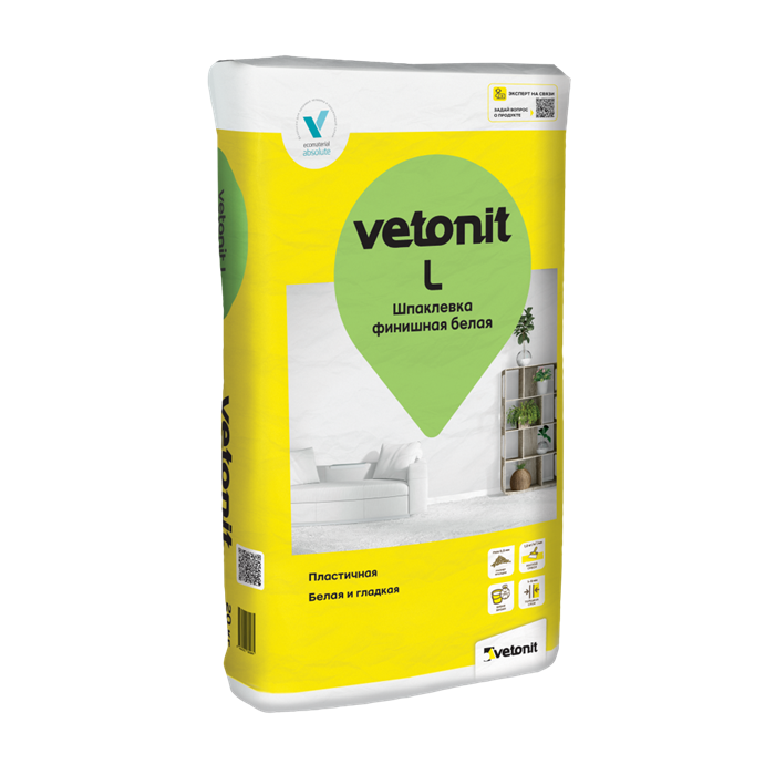 Шпатлёвка полимерная финишная Vetonit L, 20кг 10437 - фото 501