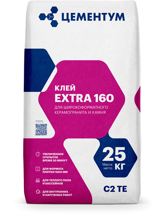 Клей для плитки C2T EXTRA 160 ЦЕМЕНТУМ, 25кг 10422 - фото 506